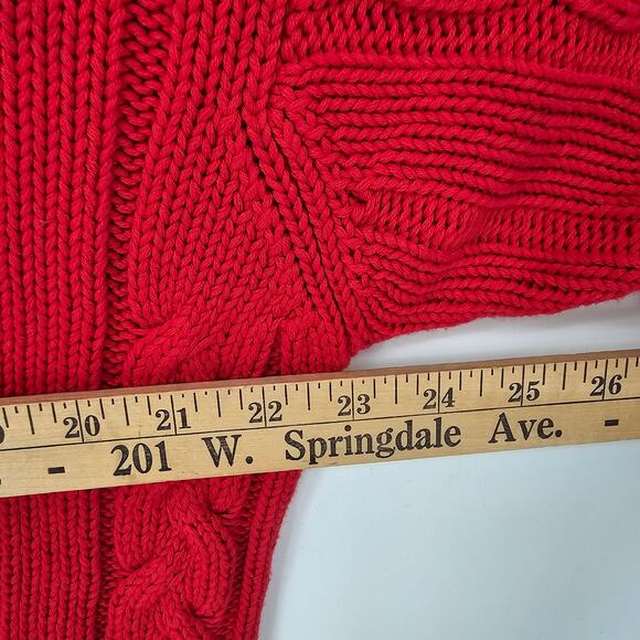 Vintage GAP Sweater 90s Cable Knit Varsity Tennis Cricket VNeck L Preppy Holiday - Picture 3 of 6